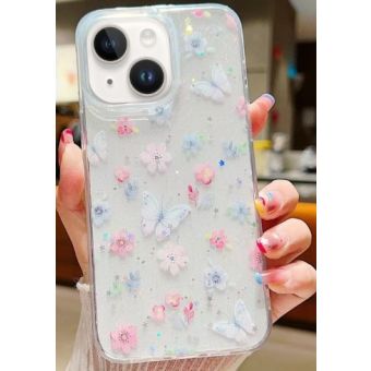 Obal Floral Epoxy TPU Apple iPhone 14 motýle