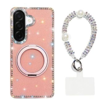Obal Diamond IMD 360 Ring Holder Diamond Strap Samsung Galaxy A57 5G A576 ružový