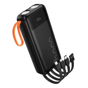 Hoco J151A, 20000 mAh 2A, káble USB-A/USB-C/Lightning/microUSB, svetlo, čierna