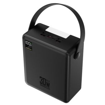 Wozinsky W8-B, 100000mAh 30W 4xUSB-A, 2xUSB-C, Led svietidlo, čierna