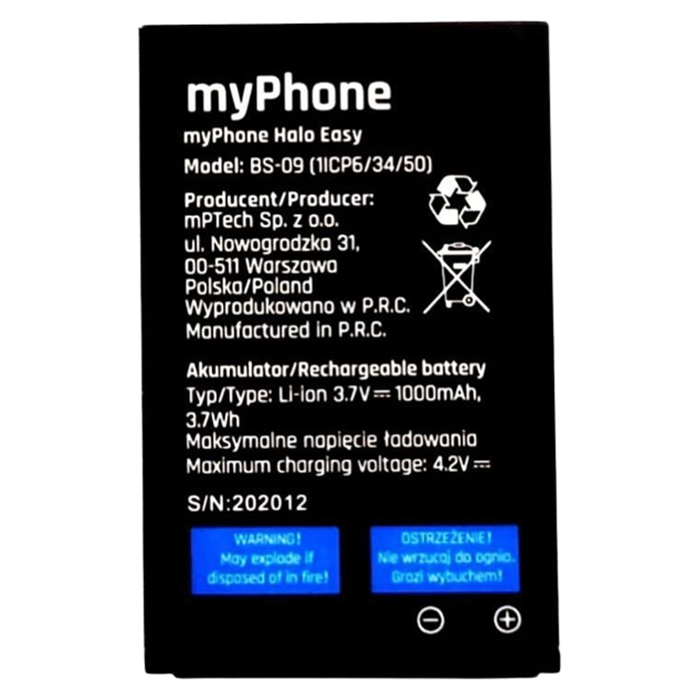Batéria myPhone BS-09 na myPhone Halo Easy, 1000 mAh