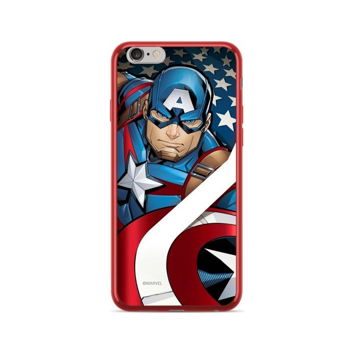 Silikónové puzdro na Apple iPhone XR Marvel Chrome Captain America 004 červené