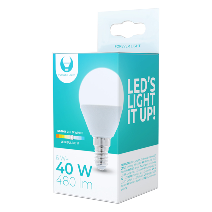 Smart žiarovka Forever LED bulb E14 G45 6W 6000K 510 lm