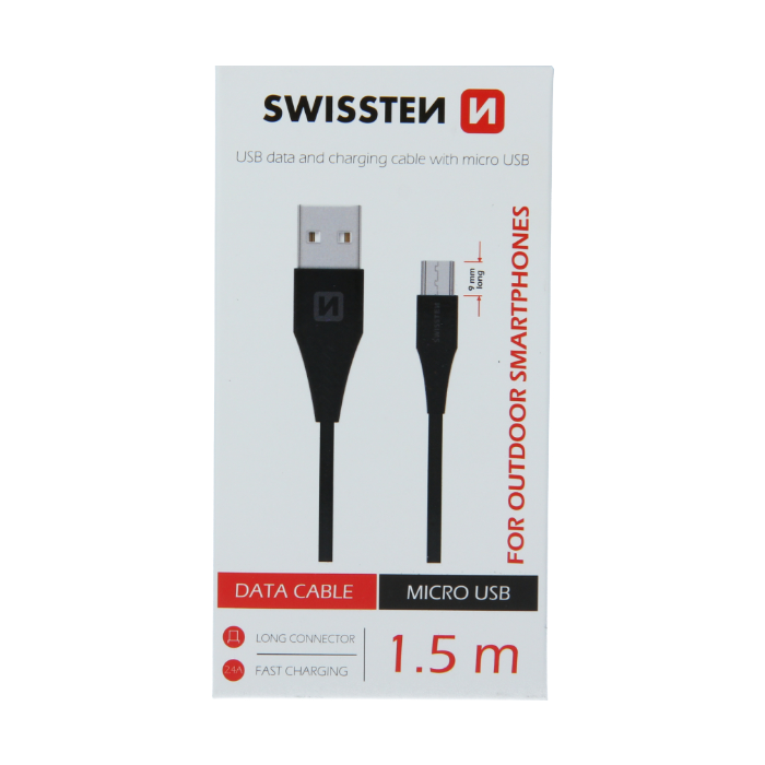 Kábel USB/micro USB Swissten čierny 1,5 m