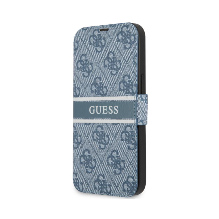 Diárové puzdro Guess na Apple iPhone 13 mini GUBKP13S4GDBL 4G Printed Stripe modré