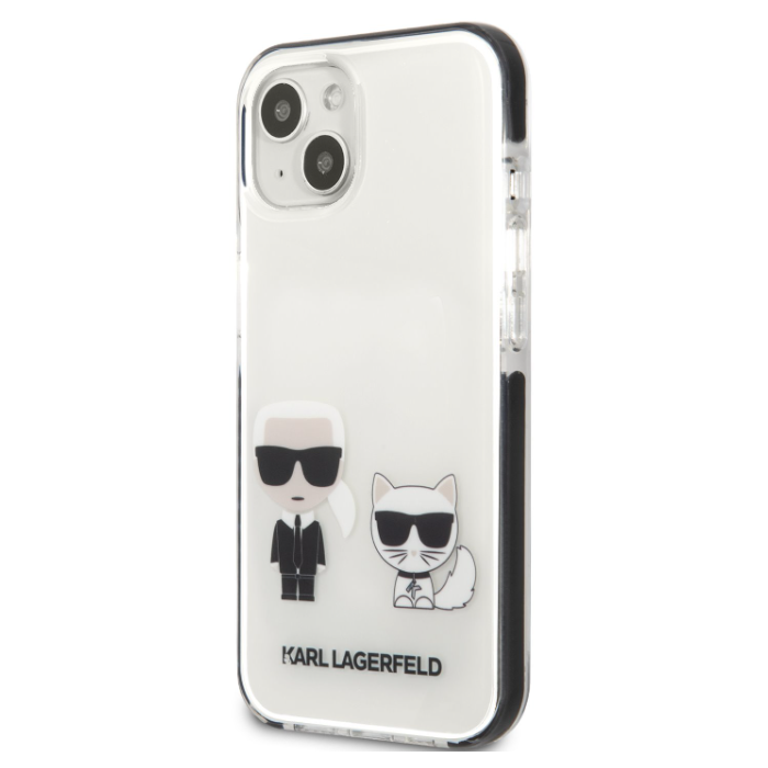 Plastové puzdro Karl Lagerfeld na Apple iPhone 13 KLHCP13MTPEKCW Karl Lagerfeld and Choupette TPE biele