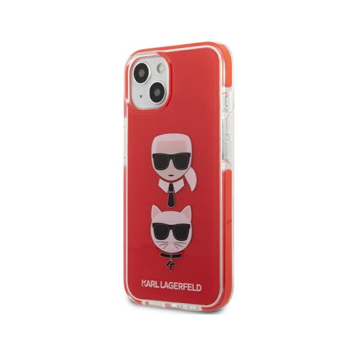 Plastové puzdro Karl Lagerfeld na Apple iPhone 13 KLHCP13MTPE2TR Choupette Heads červené