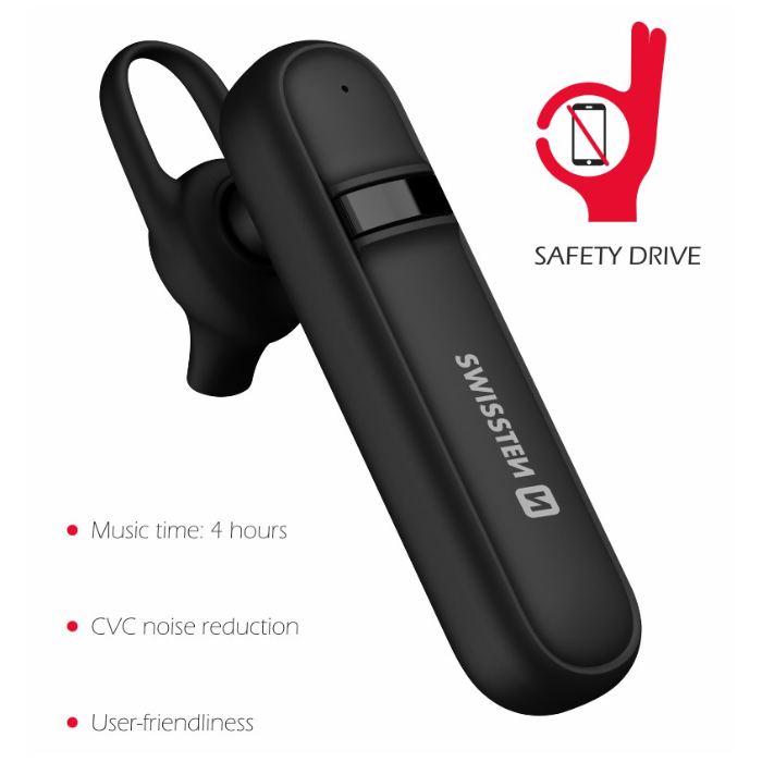 Bluetooth slúchadlo Swissten Caller Headset čierne