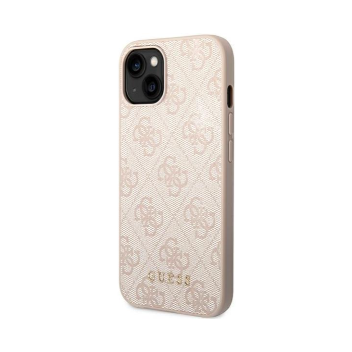 Plastové puzdro Guess na Apple iPhone 14 Pro GUHCP14LG4GFPI 4G Gold Logo ružové