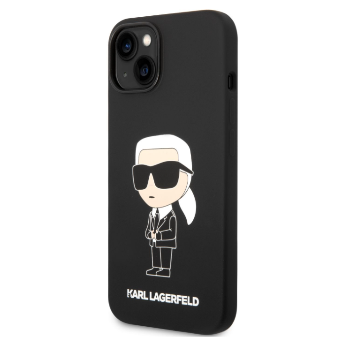 Silikónové puzdro Karl Lagerfeld na Apple iPhone 14 KLHCP14SSNIKBCK Liquid Silicone Ikonik NFT čierne