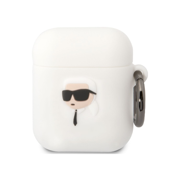 Silikónové puzdro Karl Lagerfeld na Apple AirPods 1 / 2 KLA2RUNIKH Karl 3D Logo NFT biele