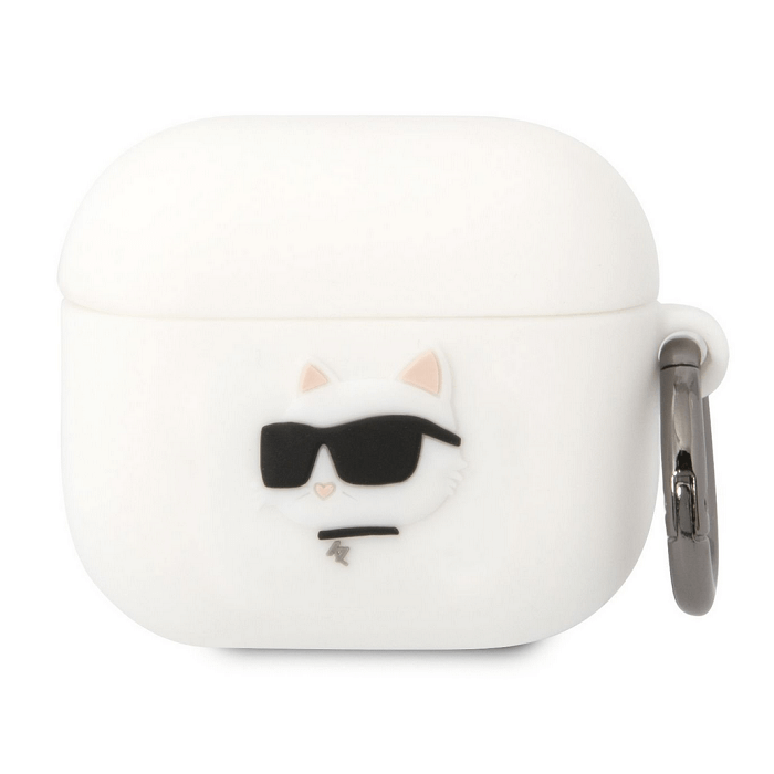 Puzdro na Apple Airpods 3 Karl Lagerfeld 3D Choupette Head Logo NFT biele