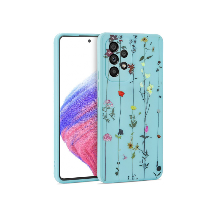 Silikónové puzdro na Samsung Galaxy A53 5G A536 Tech Protect Mood Garden modré