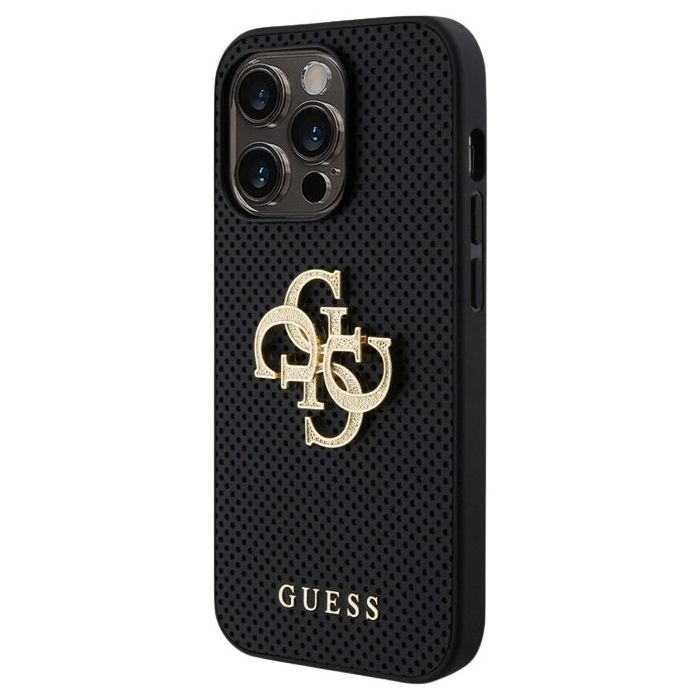 Guess PU Perforated 4G Glitter Metal Logo Apple iPhone 15 Pro Max GUHCP15XPSP4LGK Black