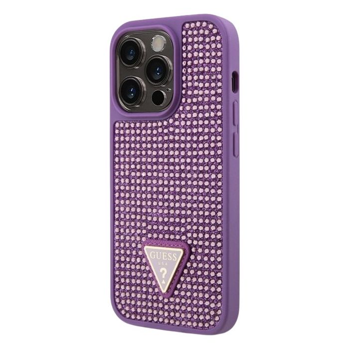 Guess Rhinestones Triangle Metal Logo Apple iPhone 15 Pro GUHCP15LHDGTPU Purple