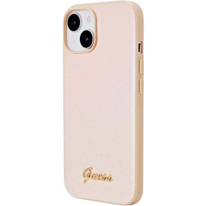 Guess PU Leather Iridescent Metal Script Apple iPhone 15 GUHCP15SPSAIRSD Gold