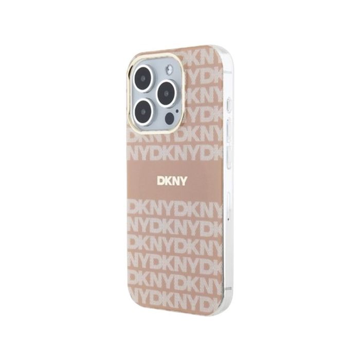 DKNY PC/TPU Repeat Texture Pattern W Stripe MagSafe Apple iPhone 15 Plus DKHMP15MHRHSEP Pink