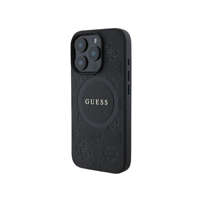 Guess Saffiano Peony Stamp MagSafe Apple iPhone 16 Pro GUHMP16LPSAPSMEK Black