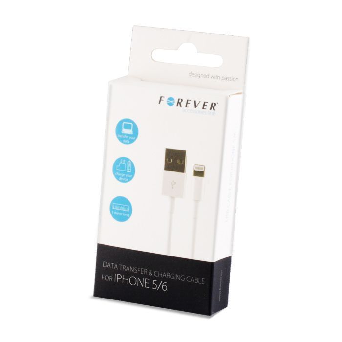 FOREVER Apple iPhone 5/6 lightning USB kábel biely