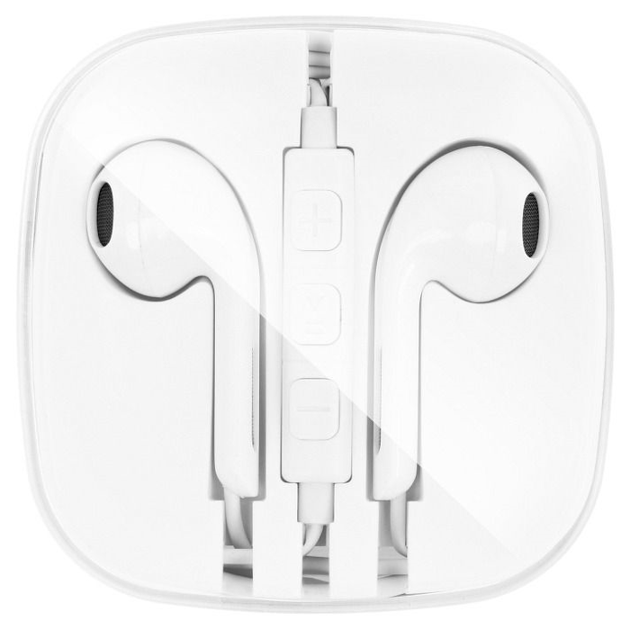 Stereo Handsfree Headphones New Box HR-ME25 na Apple iPhone, Jack 3.5mm biele