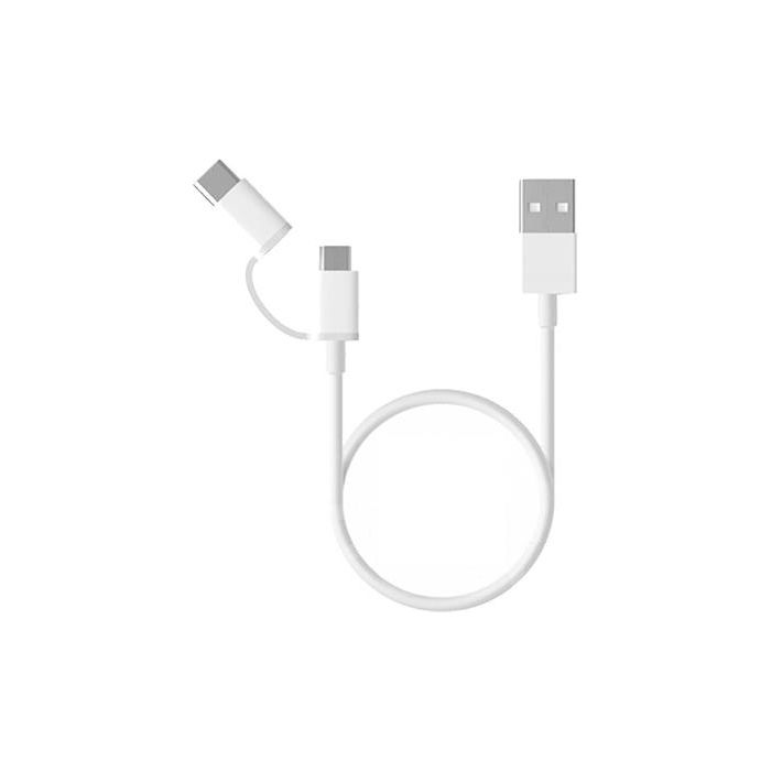 Kábel Xiaomi SJV4083TY, USB-A na microUSB/redukcia USB-C, 0.3m, biely (Blister)