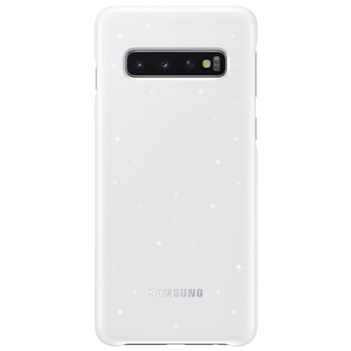 Plastové puzdro Samsung na Samsung Galaxy S10 Plus LED EF-KG975CW biele