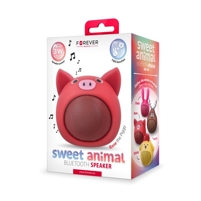 Bluetooth reproduktor Forever Sweet Animal Pig Rose ABS-100