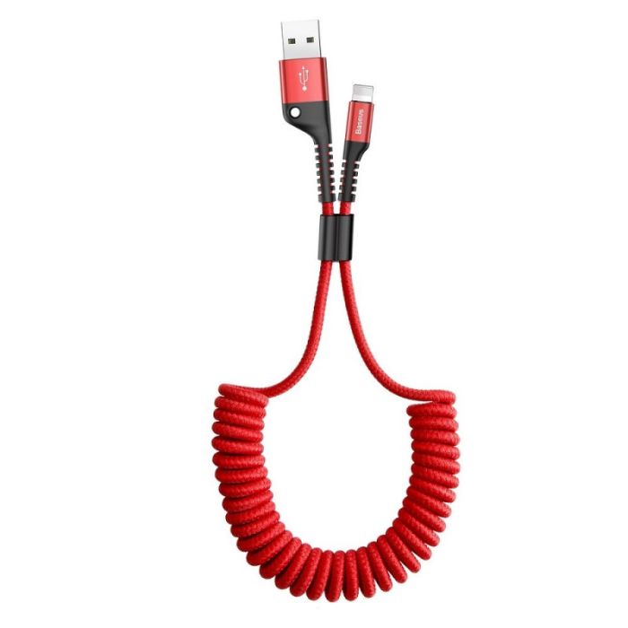 USB kábel Lightning 8pin trunový opletený BASEUS 2A 1m červený