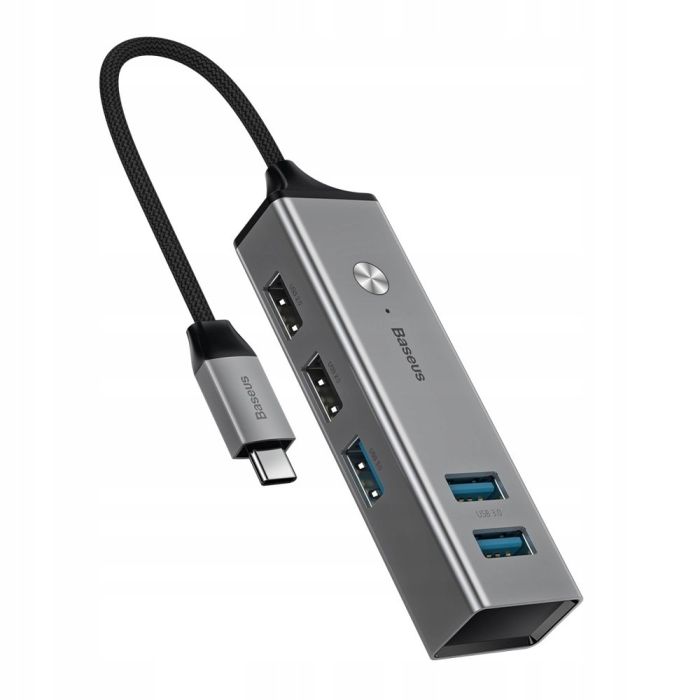 Adaptér Baseus HUB USB-C na 5xUSB šedý
