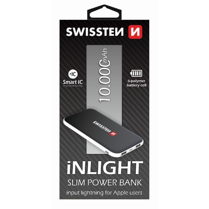 Externá nabíjačka powerbank Swissten iNLIGHT Slim 10000 mAh čierna