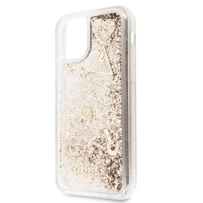 Puzdro Guess GUHCN65GLHFLGO na Apple iPhone 11 Pro Max Glitter Hearts zlaté