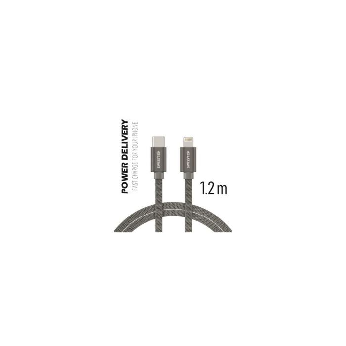 Swissten dátovy kábel USB-C/ USB-C 1,2 m strieborný