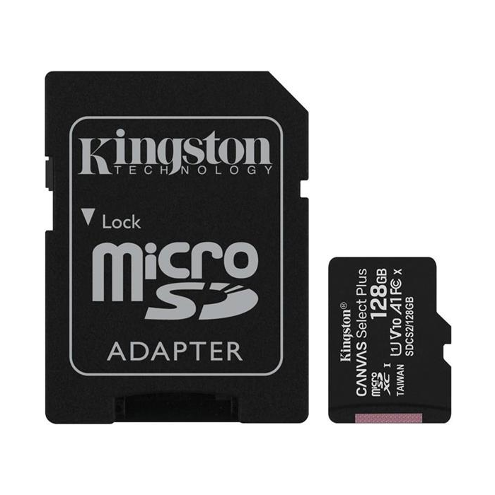 microSDHC Kingston Canvas Select Plus 128 GB Class 10 (r/w 100MB/s) + adaptér