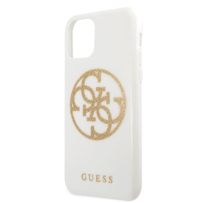 GUHCN65TPUWHGLG Guess 4G Glitter Circle Zadní Kryt pro iPhone 11 Pro Max White Gold (EU Blister) 