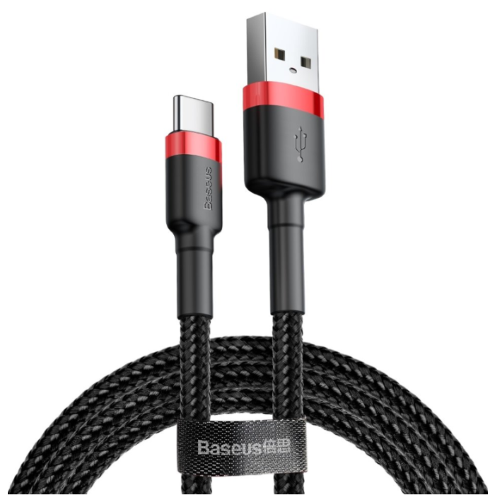 Dátový kábel Baseus Cafule USB/USB-C 2A, 3m čierno-červený