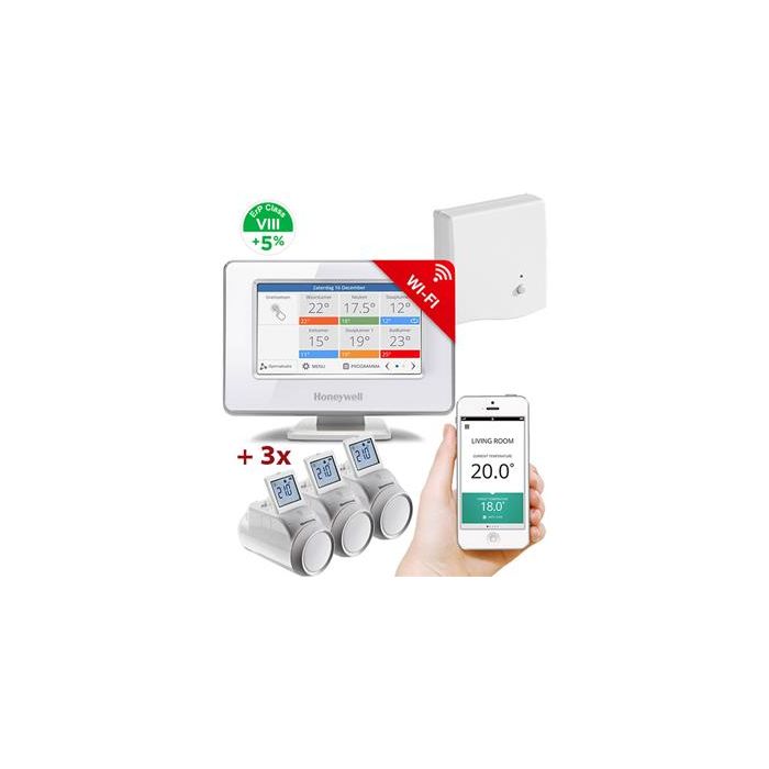 Honeywell Evohome Starter Set 3 CZ, Evohome Touch WiFi + 3x termohlavice + BDR91, +5% ErP 8