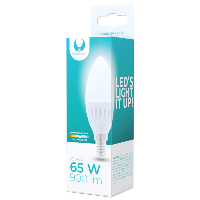 LED žiarovka Forever E14 C37 10W 230V 6000K 1050lm keramická