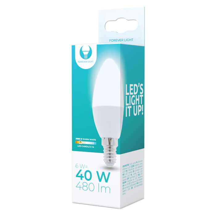 LED žiarovka Forever E14 C37 6W 230V 3000K 480lm