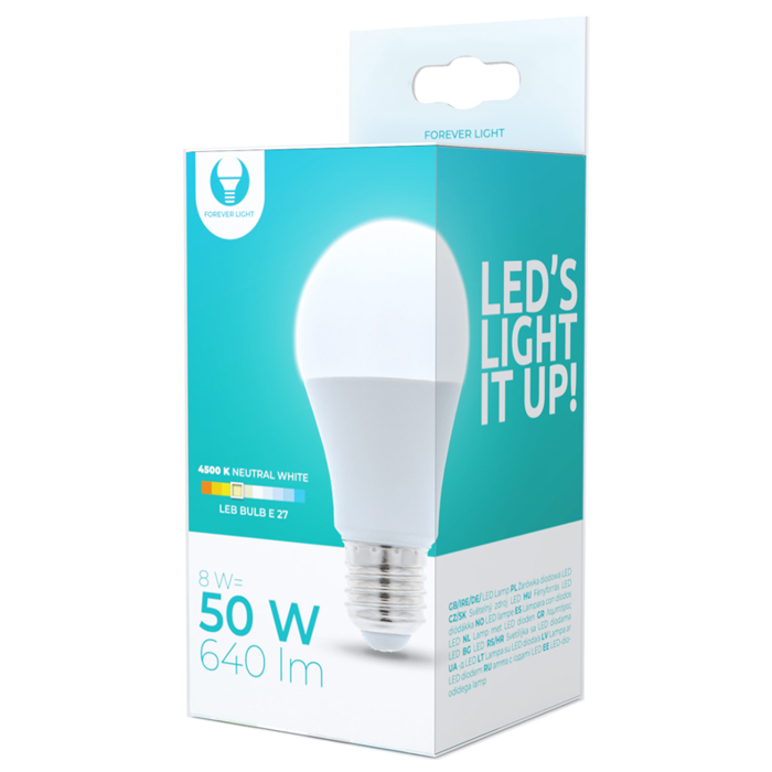 LED žiarovka Forever E27 A60 8W 230V 4500K 660lm