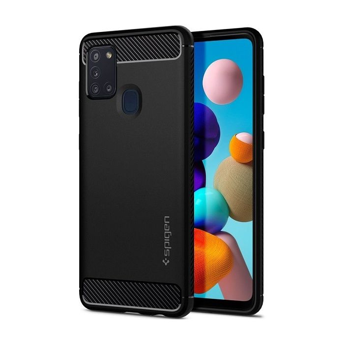 Silikónové puzdro SPIGEN Rugged Armor pre Samsung Galaxy A21s A2017 čierne