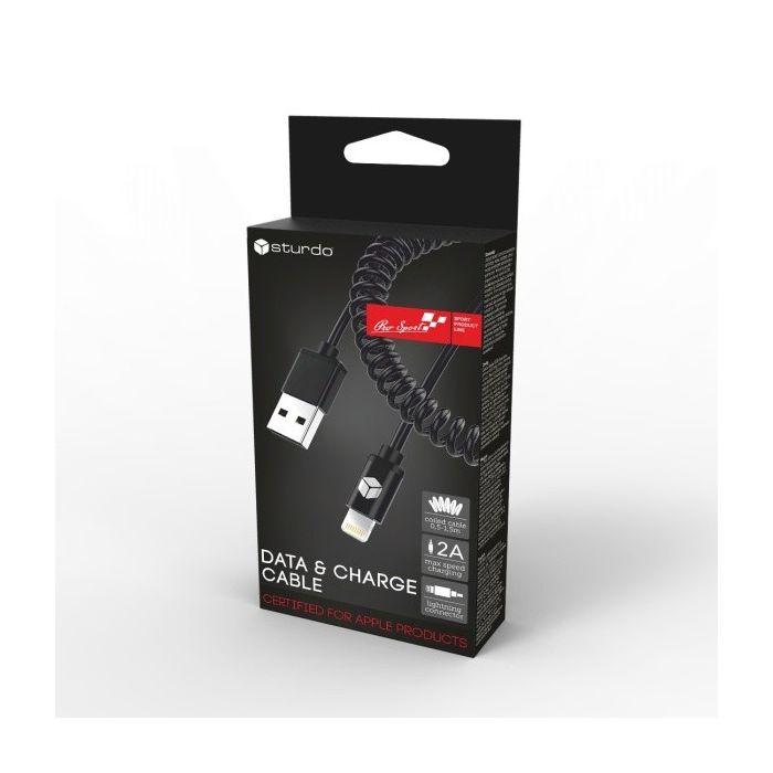 Apple iPhone MFI kábel STURDO 2A, 1,5 m čierny