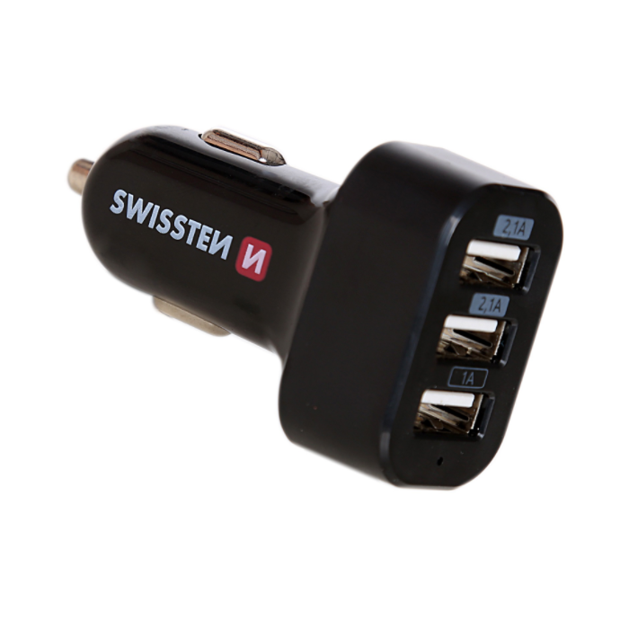 Autonabíjačka Swissten 3x USB 5.2A 26W čierna