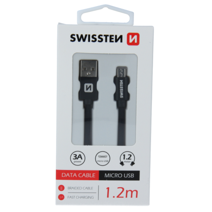 Kábel USB/Micro USB Swissten 3.0A 1,2 m čierny