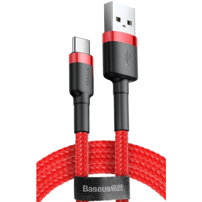 Kábel Baseus Cafule CATKLF-C09, USB na USB-C 3A, 2m, červený