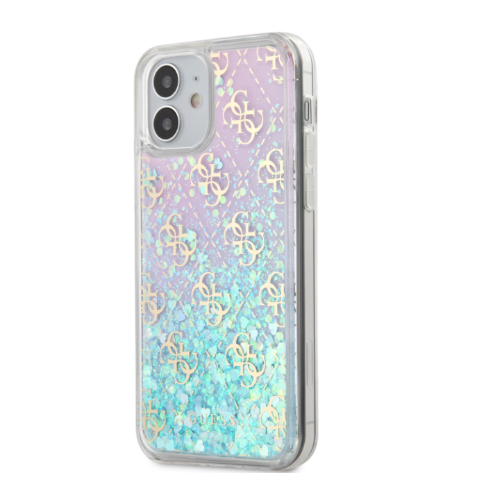 Puzdro Guess GUHCP12SLG4GGBLPI na Apple iPhone 12 mini 4G Liquid Glitter transparentné