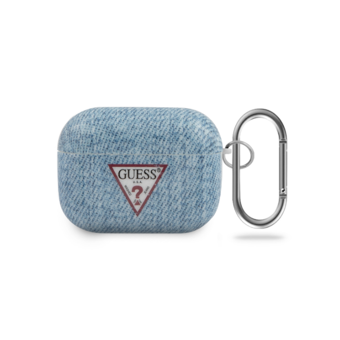 Puzdro Guess GUACA2TPUJULLB na Apple Airpods 1/2 Denim Triangle modré