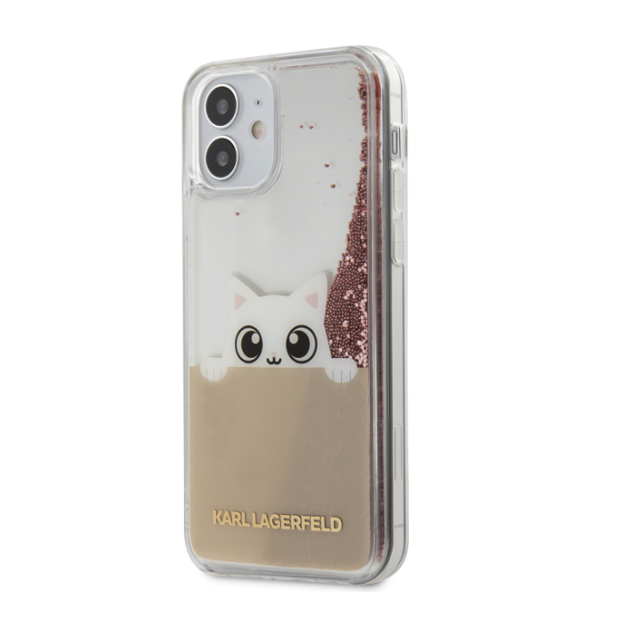 KLHCP12SPABGNU Karl Lagerfeld Liquid Glitter Peek a Boo Kryt pro iPhone 12 mini Pink