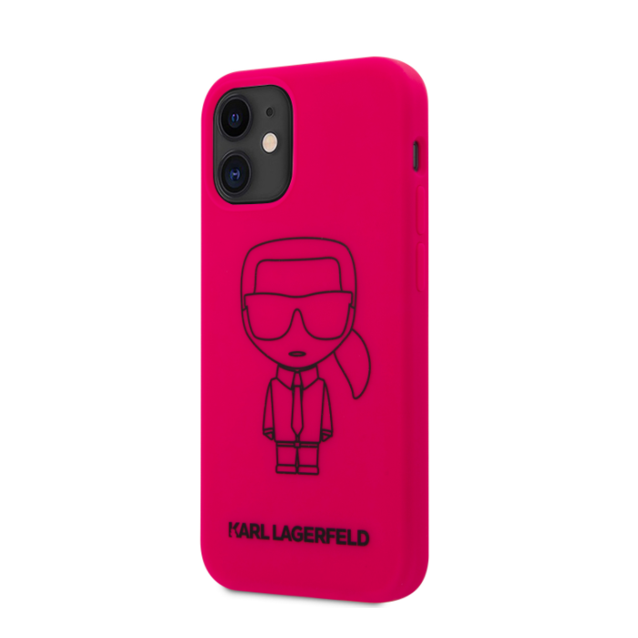 Puzdro Karl Lagerfeld KLHCP12SSILFLPI na Apple iPhone 12 mini Iconic Outline ružové