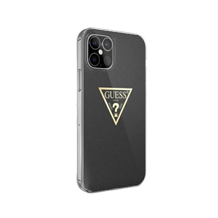 Silikónové puzdro Guess na Guess iPhone 12 Mini 5,4 GUHCP12SPCUMPTBK čierne Metallic Collection