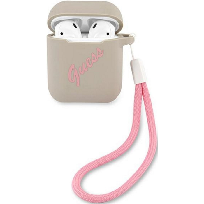 Silikónové puzdro Guess na Apple AirPods 1 / 2 GUACA2LSVSBF Vintage sivé